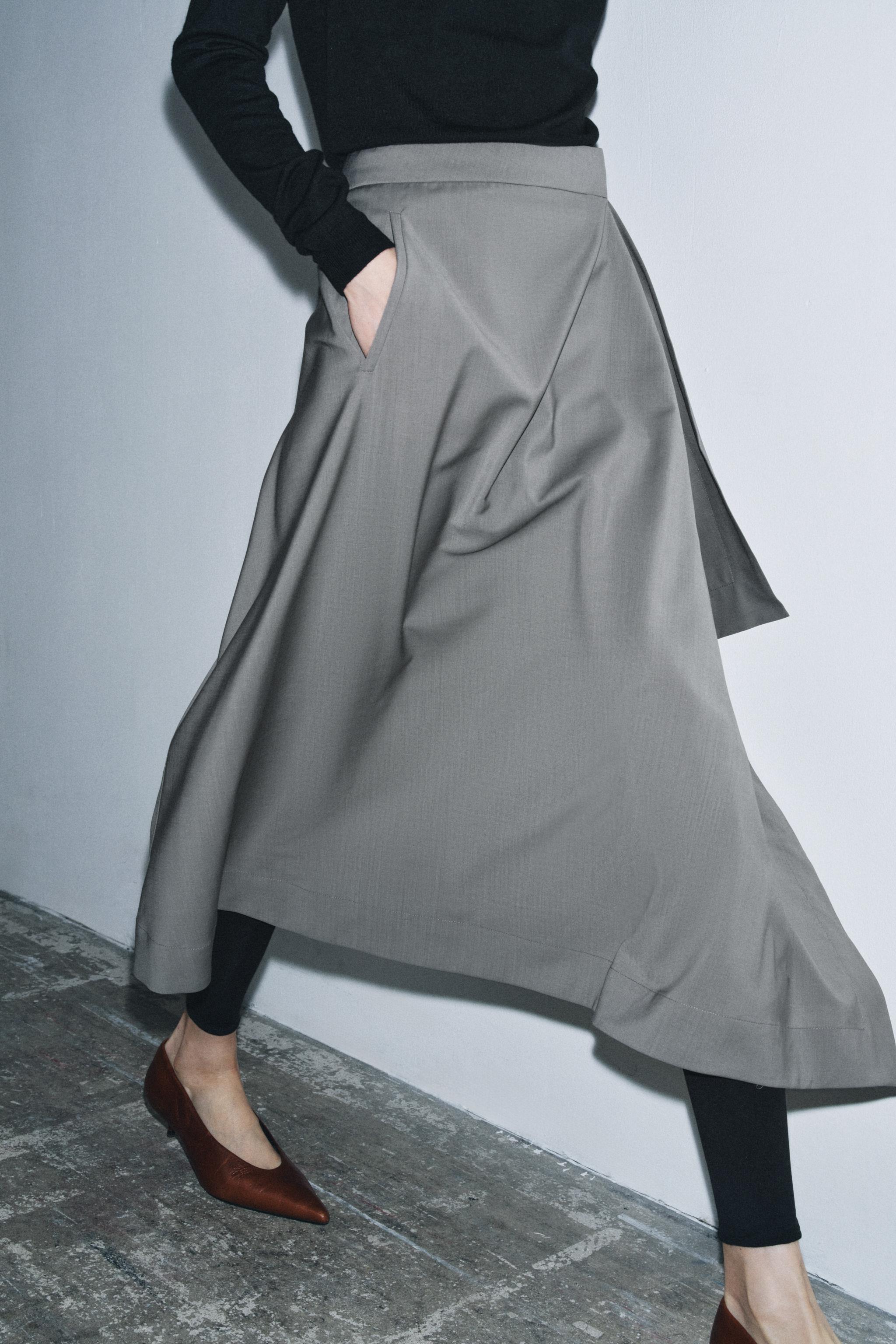 ASYMMETRIC WOOL SKIRT W COLLECTION